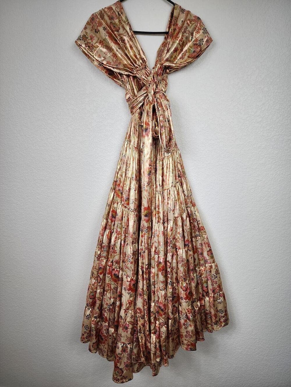 Free People Shimmering Golden Floral Maxi Dress